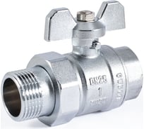 Шаровой кран PROFACTOR PF STANDARD с полусгоном хром, в/н ручка бабочка, 1 дюйм PF UBV 326CW