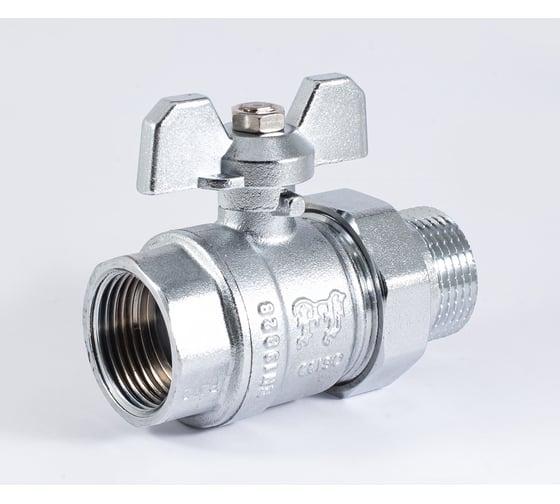 Шаровой кран PROFACTOR PF STANDARD с полусгоном хром, в/н ручка бабочка, 1 дюйм PF UBV 326CW
