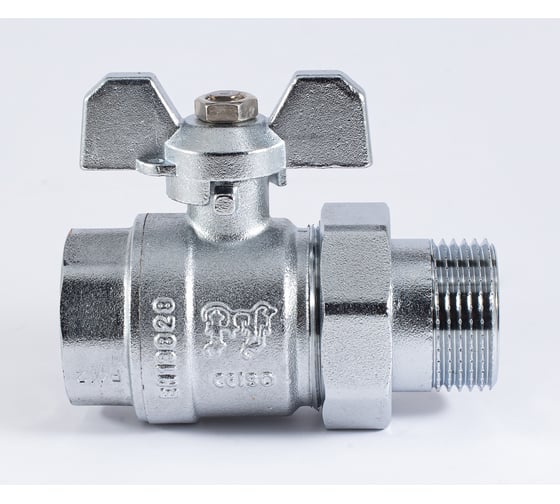 Шаровой кран PROFACTOR PF STANDARD с полусгоном хром, в/н ручка бабочка, 1 дюйм PF UBV 326CW