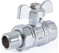 Шаровой кран PROFACTOR PF STANDARD с полусгоном, хром, в/н ручка бабочка, 1/2 дюйма PF UBV 324CW