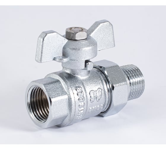 Шаровой кран PROFACTOR PF STANDARD с полусгоном, хром,  в/н ручка бабочка, 1/2 дюйма PF UBV 324CW