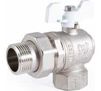 Шаровой кран PROFACTOR PF STANDARD угловой с полусгоном, в/н, ручка бабочка, 1 дюйм PF UBV 326A