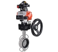 Затвор дисковый 316L-316L-NBR Ду100 Ру16, пневмопривод DA-105, пневмораспределитель 220VAC, БКВ LSB-410, ручной дублёр HDM-2 DN.ru D050-85385