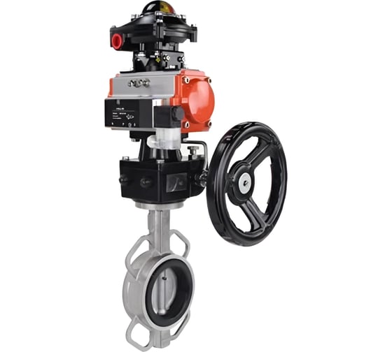 Затвор дисковый 316-316-VITON-2W-Fb Ду65 Ру16, пневмопривод DA-065, пневмораспределитель 24VDC, БКВ LSB-210, ручной дублёр HDM-1 DN.ru D050-85446 1
