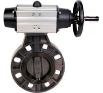Затвор дисковый DN.ru НПВХ-НПВХ-E-2W-Fb-ISO Дн80 Ру10, пневмопривод со штурвалом D050-82912