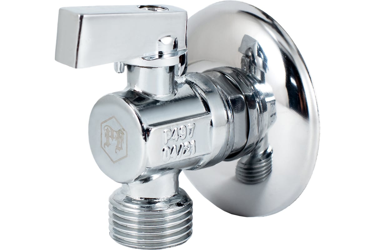 Угловой шаровой кран PROFACTOR PF CHROME ручка флажок, н/н 1/2 дюйма х ...