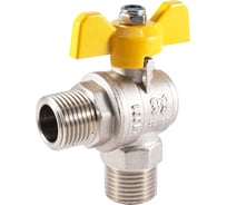 Шаровой кран PROFACTOR угловой для газа PF GAS ручка бабочка, н/н 1/2 дюйма PF GBV 336M