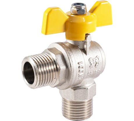 Шаровой кран PROFACTOR угловой для газа PF GAS ручка бабочка, н/н 1/2 дюйма PF GBV 336M