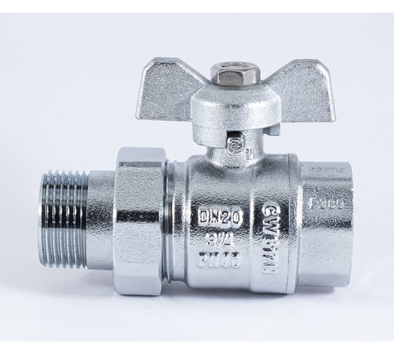 Шаровой кран PROFACTOR PF STANDARD с полусгоном, хром,  в/н, ручка бабочка 3/4 дюйма PF UBV 325CW