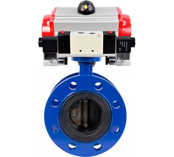 Затвор дисковый GGG40-304-EPDM-2W-F-H Ду200 Ру16 пневмопривод DA-140, пневмораспределитель (2EM) 220VAC DN.ru D050-56075 1