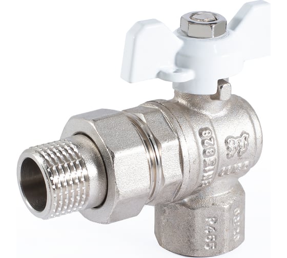 Шаровой кран PROFACTOR PF STANDARD угловой с полусгоном, в/н, ручка бабочка, 1/2 дюйма PF UBV 324A