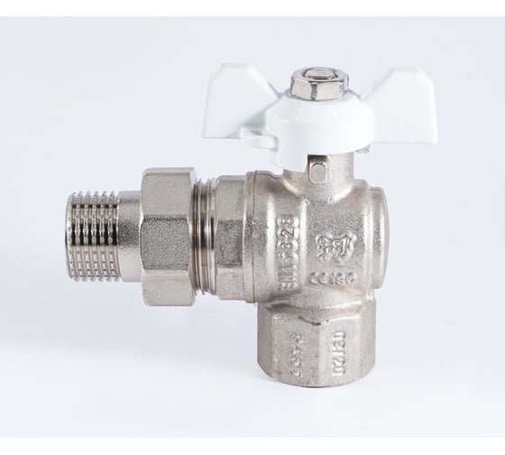 Шаровой кран PROFACTOR PF STANDARD угловой с полусгоном, в/н, ручка бабочка, 1/2 дюйма PF UBV 324A