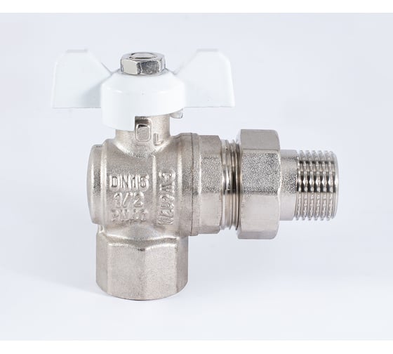 Шаровой кран PROFACTOR PF STANDARD угловой с полусгоном, в/н, ручка бабочка, 1/2 дюйма PF UBV 324A