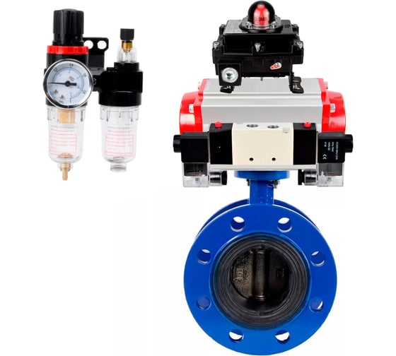 Затвор дисковый GGG40-304-EPDM-2W-F-H Ду200 Ру16 пневмопривод DA-140, пневмораспределитель (2EM) 220VAC, БКВ LSB-410, БПВ DN.ru D050-56621 1