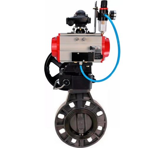 Затвор DN.ru НПВХ-НПВХ-E-2W-Fb-ISO Дн100 Ру10 пневмопривод, пневмораспр, дублёр, БКВ, БПВ D050-83459 1