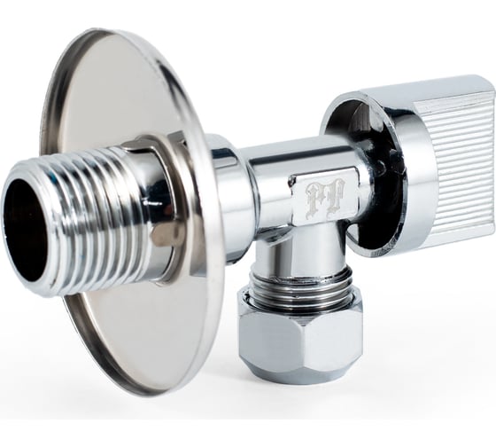 Угловой шаровой кран для бытовой техники PROFACTOR PF CHROME н/цанга 1/2 дюйма х 10 мм PF BAV 357C