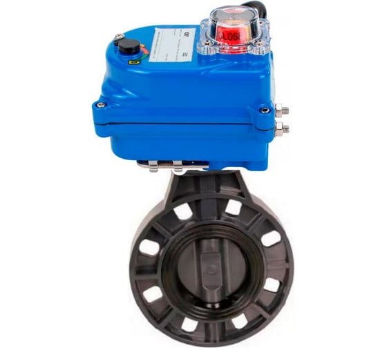 Затвор дисковый DN.ru НПВХ-НПВХ-E-2W-Fb-ISO Дн50 Ру10, электропривод QT-003 220В blue D050-84020 1