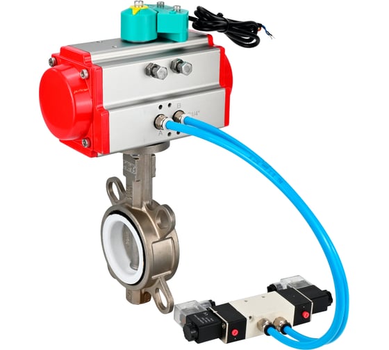 Затвор дисковый 304-304-PTFE-2W-Fb-H Ду50 Ру16, пневмопривод DA-065, пневмораспределитель (2EM) 220VAC, магнитный переключатель МППП-200 DN.ru D050-84800 1