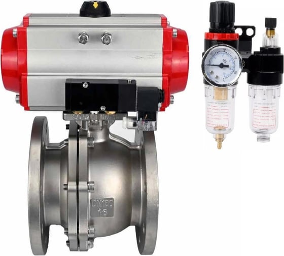 Кран шаровой DN.ru 316-316-PTFE-F-ISO-R Ду200 Ру16, пн.привод, пн.распр., БПВ D160-61041 1