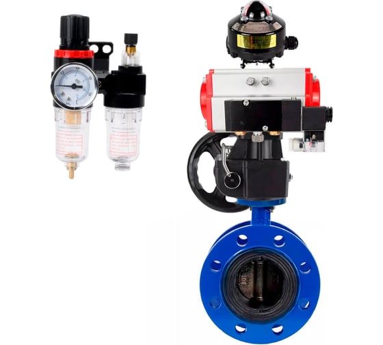Затвор дисковый DN.ru GGG40-304-EPDM-2W-F-H Ду150 Ру16 пневмопривод DA-130, пневмораспределитель 24VDC, БКВ LSB-510, дублером HDM-3, БПВ D050-56789 1