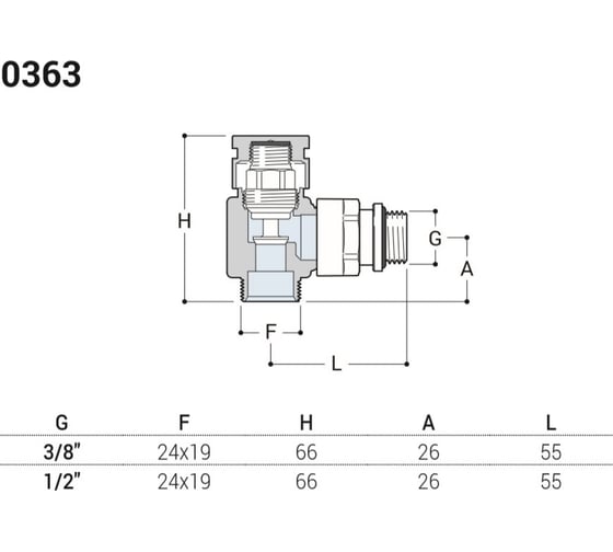 Угловой запорный клапан SR Rubinetterie Prestige & Minimal 1/2 x 24/19, белый 0363-1500VCPA