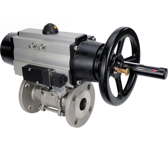 Кран DN.ru КШФПТ-ISO.304.180 Ду100 Ру16 3-составной WDVF, пневмопривод, пневмораспр. D160-68573 1