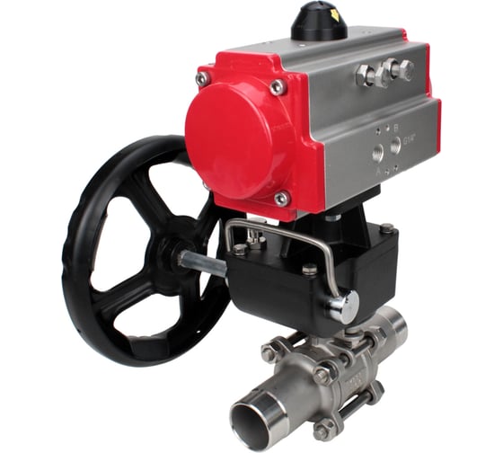 Кран шаровой DN.ru 316-316-PTFE-W-ISO-H Ду150 Ру16 пневмопривод DA-140, редуктор HDM-4 D160-55603 1