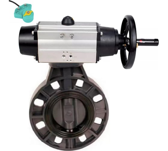 Затвор дисковый DN.ru НПВХ-НПВХ-E-2W-Fb-ISO Дн50 Ру10 пневмопривод, магнитный перекл-ль D050-83169 1