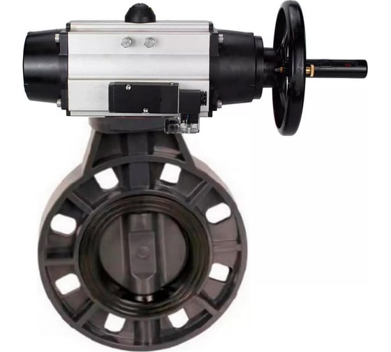 Затвор дисковый DN.ru НПВХ-НПВХ-E-2W-Fb-ISO Дн125 Ру10, пневмопривод, пневмораспр. D050-83103 1