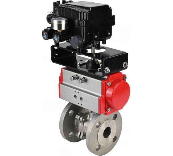 Кран шаровой DN.ru 316-316-PTFE-F-ISO-R Ду200 Ру16, пн.привод, пневмопозиционер  D160-61051 1