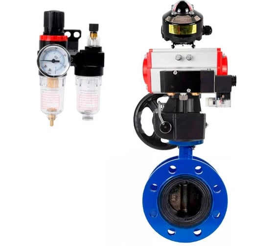 Затвор дисковый DN.ru GGG40-304-EPDM-2W-F-H Ду200 Ру16 пневмопривод DA-140, пневмораспределитель 220VAC, БКВ LSB-510, дублером HDM-4, БПВ D050-56783 1