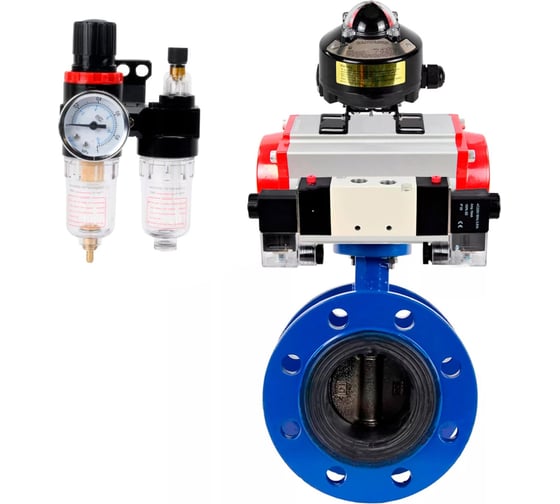 Затвор дисковый DN.ru GGG40-304-EPDM-2W-F-H Ду200 Ру16 пневмопривод DA-140, пневмораспределитель (2EM) 220VAC, БКВ LSB-510, БПВ D050-56673 1