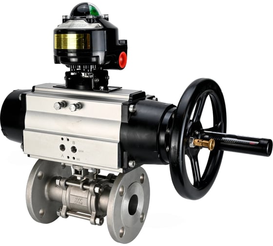 Кран шаровой DN.ru КШФПТ-ISO.316.180 Ду100 Ру16 3-составной WDVF, пневмопривод, БКВ D160-68723 1