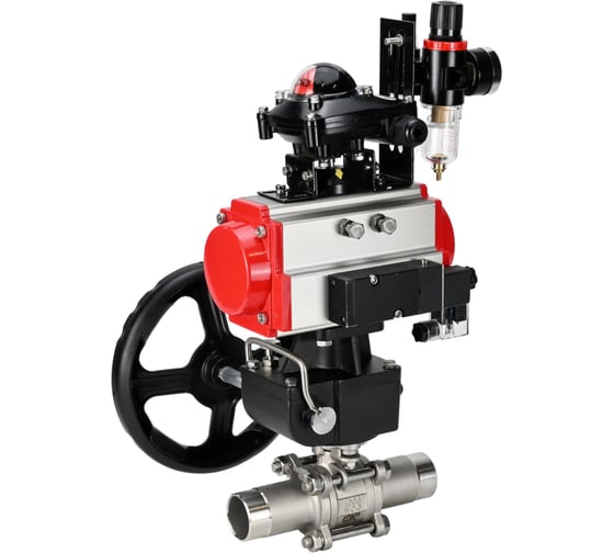 Кран шаровой DN.ru 304-304-PTFE-W-ISO-H Ду150 Ру16 пневмопривод DA-140, пневмораспределитель 220VAC, редуктор HDM-4, БКВ LSB-210, БПВ D160-53788 1