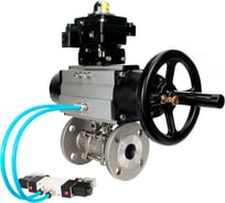 Кран DN.ru КШФПТ-ISO.316.180 Ду100 Ру16 3-составной WDVF, пневмопривод, пневмораспр., БКВ D160-68688