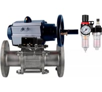 Кран DN.ru КШФПТ-ISO.316.180 Ду100 Ру16 3-составной WDVF, пневмопривод, пневмораспр., БПВ D160-68680