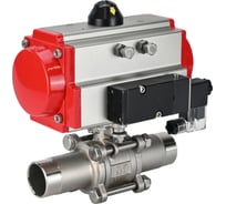 Кран шаровой DN.ru 304-304-PTFE-W-ISO-H Ду20 Ру63 пневмопривод SA-105, пневмораспределитель 220VAC D160-54361