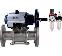 Кран шаровой DN.ru 316-316-FP-F-ISO-H Ду65 Ру40, пневмопривод, пневмораспределитель, БПВ D160-65990