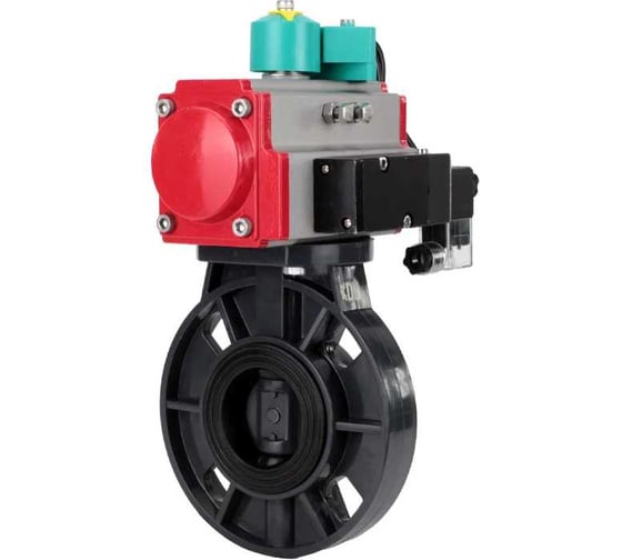 Затвор DN.ru НПВХ-НПВХ-E-2W-Fb-ISO Дн50 Ру10 пневмопривод, пневмораспр, магнитный перекл. D050-83771 1