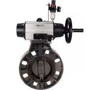 Затвор дисковый DN.ru НПВХ-НПВХ-E-2W-Fb-ISO Дн80 Ру10, пневмопривод, пневмораспр., БПВ D050-82989