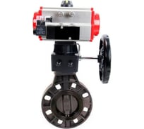 Затвор дисковый DN.ru НПВХ-НПВХ-E-2W-Fb-ISO Дн80 Ру10, пневмопривод, пневмораспр., дублёр D050-83353