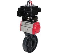 Затвор дисковый DN.ru поворотный НПВХ-НПВХ-E-2W-Fb-ISO Дн200 Ру10, пневмопривод, БКВ D050-83616