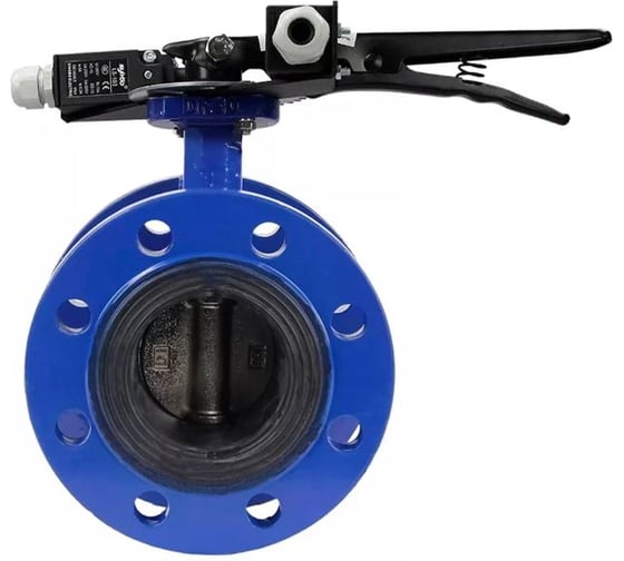 Затвор дисковый DN.ru GGG40-304-EPDM-2W-F-H Ду100 Ру16 фланцевый, с рукояткой и двумя концевыми датчиками LS-103-41NM2-250 D050-55994 1