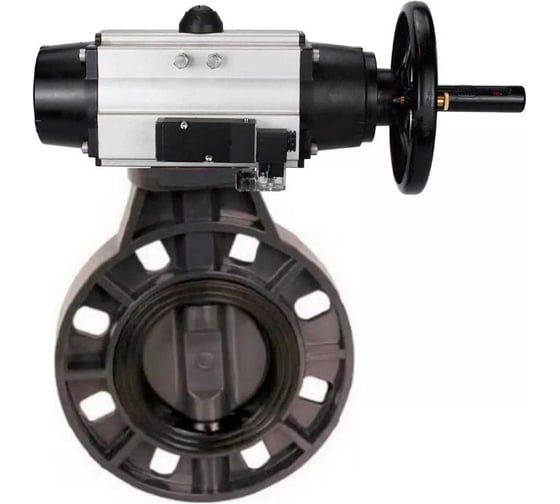 Затвор дисковый DN.ru НПВХ-НПВХ-E-2W-Fb-ISO Дн125 Ру10, пневмопривод, пневмораспр. D050-82977 1