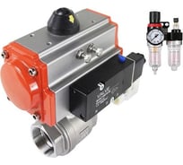 Кран шаровой DN.ru КШМП.316.230-ISO Ду100 Ру40, пневмопривод SA-130, пневмораспределитель 24VDC, БПВ D160-70460