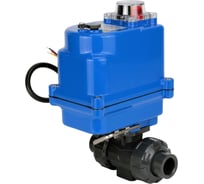 Кран DN.ru НПВХ-НПВХ-E-FP-GRM-ISO Дн25 Ру10 клеевой, электропривод QT-003 220В blue D160-66304