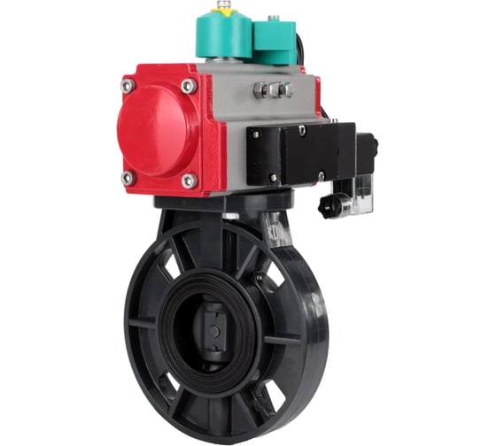 Затвор DN.ru НПВХ-НПВХ-E-2W-Fb-ISO Дн200 Ру10 пневмопривод, пневмораспр, магнитный переключатель D050-83301 1