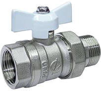 Кран шаровой ГАЛЛОП со сгоном 3/4'' бабочка БЕЛАЯ 11б27п1 Стандарт 231 никель PN40 551996