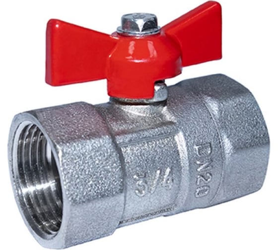 Кран шаровой ГАЛЛОП 3/4'' вн/вн бабочка Практик 130 никель 551966 1