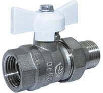 Кран шаровой ГАЛЛОП со сгоном 1/2'' бабочка БЕЛАЯ 11б27п1 Стандарт 232 никель PN 40 551995